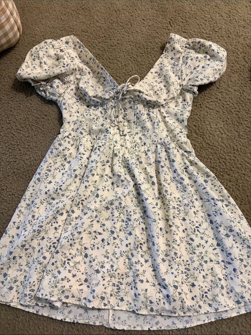 Windsor White Floral Sundress with Blue Print